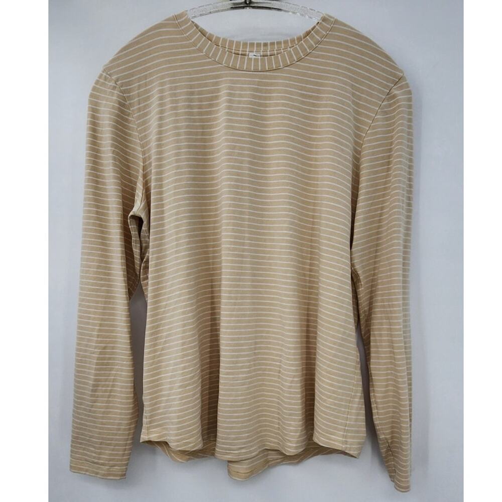 Lululemon Long Sleeve Top T-Shirt Size 10 Tan Stripe Tan Cream White